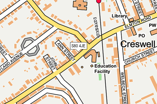 S80 4JE map - OS OpenMap – Local (Ordnance Survey)
