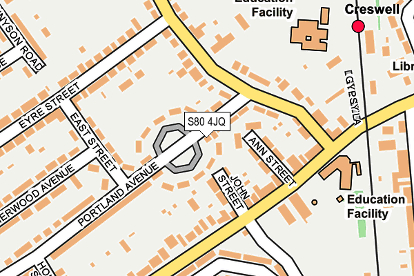 S80 4JQ map - OS OpenMap – Local (Ordnance Survey)