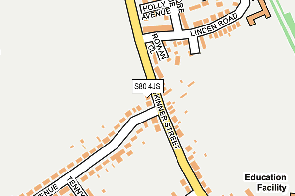 S80 4JS map - OS OpenMap – Local (Ordnance Survey)