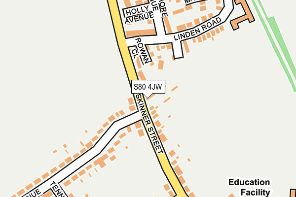 S80 4JW map - OS OpenMap – Local (Ordnance Survey)