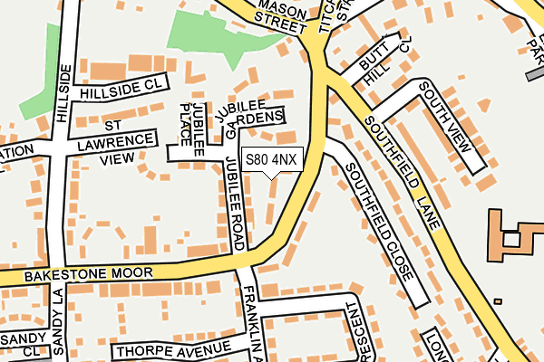 S80 4NX map - OS OpenMap – Local (Ordnance Survey)
