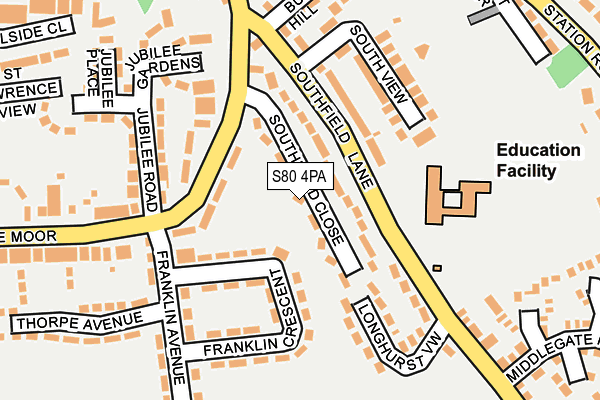 S80 4PA map - OS OpenMap – Local (Ordnance Survey)