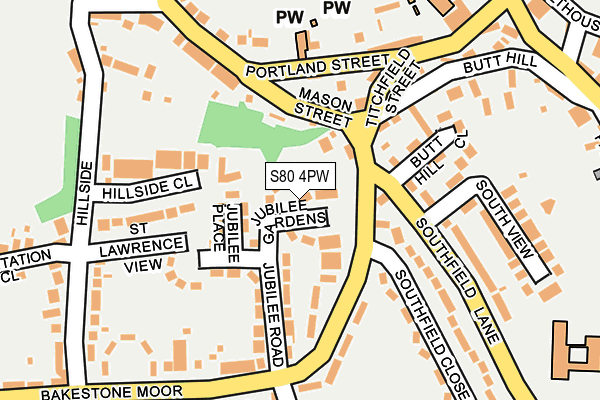 S80 4PW map - OS OpenMap – Local (Ordnance Survey)