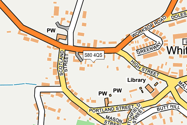 S80 4QS map - OS OpenMap – Local (Ordnance Survey)