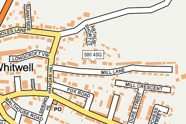 S80 4SQ map - OS OpenMap – Local (Ordnance Survey)