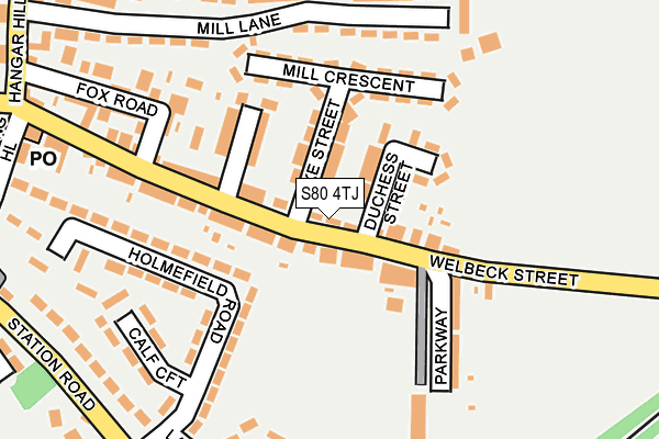S80 4TJ map - OS OpenMap – Local (Ordnance Survey)