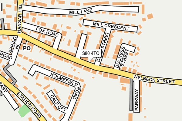 S80 4TQ map - OS OpenMap – Local (Ordnance Survey)