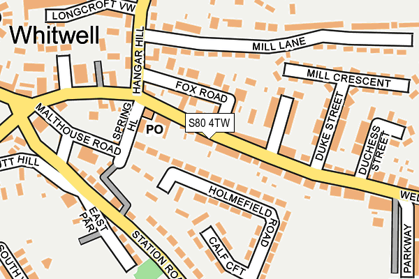 S80 4TW map - OS OpenMap – Local (Ordnance Survey)