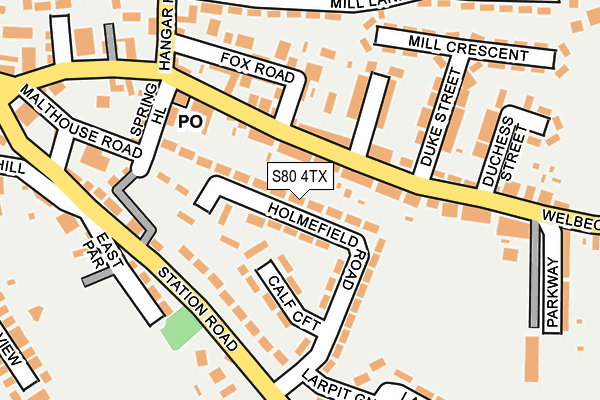 S80 4TX map - OS OpenMap – Local (Ordnance Survey)