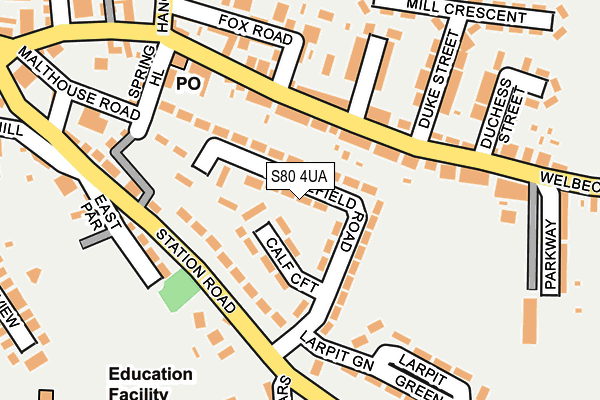 S80 4UA map - OS OpenMap – Local (Ordnance Survey)