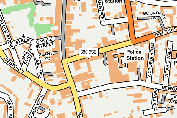 S80 9SB map - OS OpenMap – Local (Ordnance Survey)