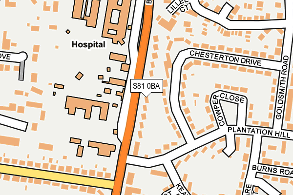 S81 0BA map - OS OpenMap – Local (Ordnance Survey)