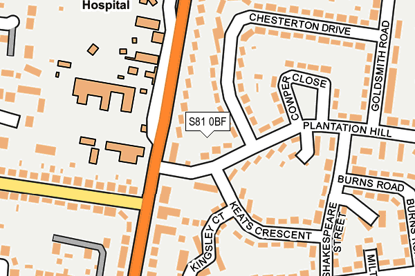 S81 0BF map - OS OpenMap – Local (Ordnance Survey)