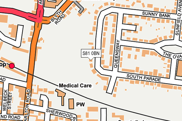 S81 0BN map - OS OpenMap – Local (Ordnance Survey)