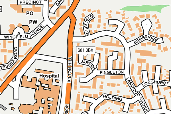 S81 0BX map - OS OpenMap – Local (Ordnance Survey)