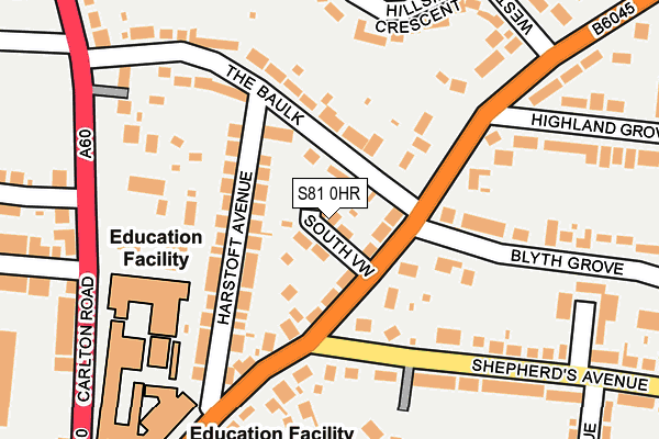 S81 0HR map - OS OpenMap – Local (Ordnance Survey)