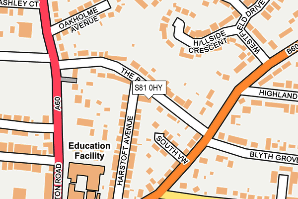 S81 0HY map - OS OpenMap – Local (Ordnance Survey)