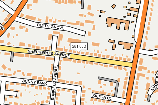 S81 0JD map - OS OpenMap – Local (Ordnance Survey)