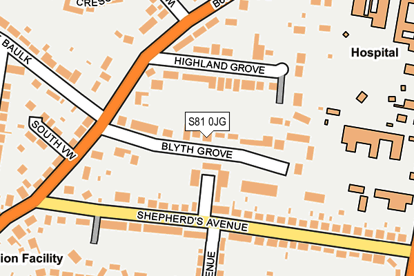 S81 0JG map - OS OpenMap – Local (Ordnance Survey)