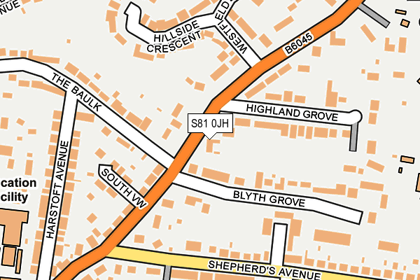 S81 0JH map - OS OpenMap – Local (Ordnance Survey)