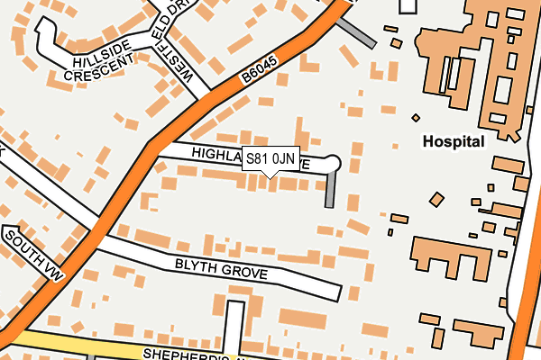 S81 0JN map - OS OpenMap – Local (Ordnance Survey)