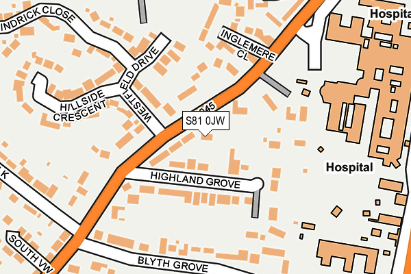 S81 0JW map - OS OpenMap – Local (Ordnance Survey)