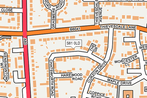 S81 0LD map - OS OpenMap – Local (Ordnance Survey)