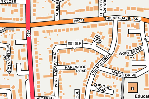 S81 0LF map - OS OpenMap – Local (Ordnance Survey)