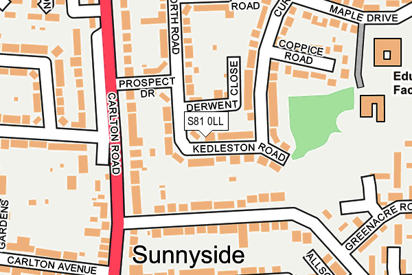 S81 0LL map - OS OpenMap – Local (Ordnance Survey)