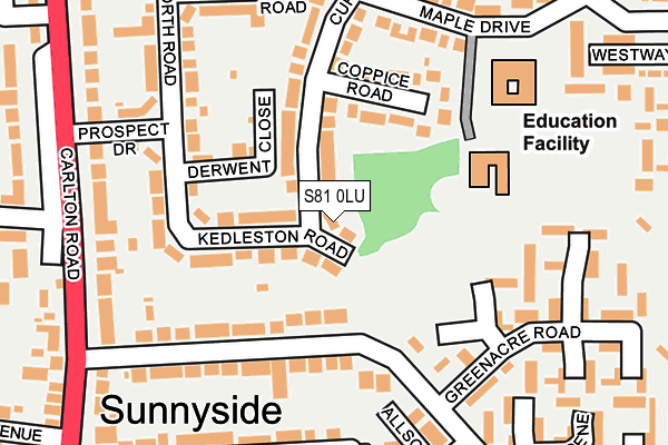 S81 0LU map - OS OpenMap – Local (Ordnance Survey)