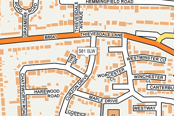 S81 0LW map - OS OpenMap – Local (Ordnance Survey)