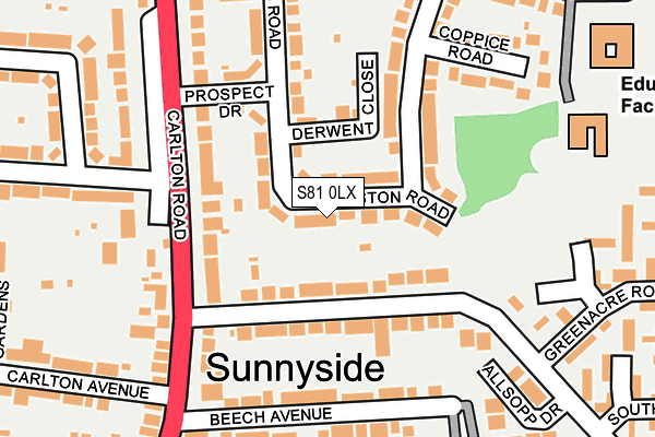 S81 0LX map - OS OpenMap – Local (Ordnance Survey)