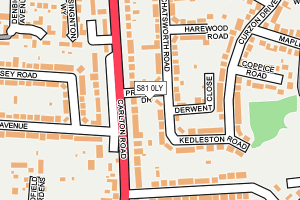 S81 0LY map - OS OpenMap – Local (Ordnance Survey)