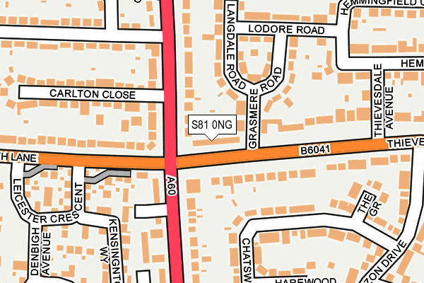 S81 0NG map - OS OpenMap – Local (Ordnance Survey)