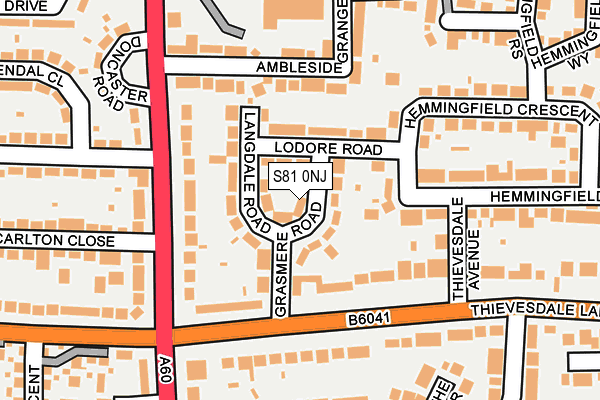 S81 0NJ map - OS OpenMap – Local (Ordnance Survey)