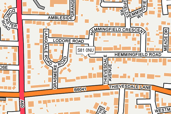 S81 0NU map - OS OpenMap – Local (Ordnance Survey)