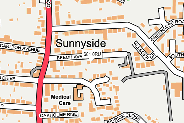 S81 0RU map - OS OpenMap – Local (Ordnance Survey)