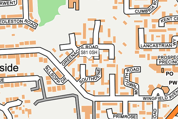 S81 0SH map - OS OpenMap – Local (Ordnance Survey)