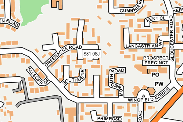 S81 0SJ map - OS OpenMap – Local (Ordnance Survey)