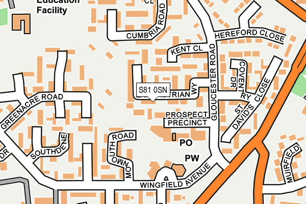 S81 0SN map - OS OpenMap – Local (Ordnance Survey)