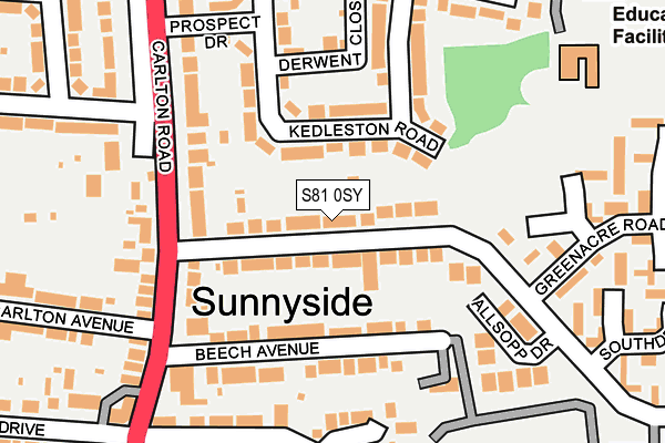 S81 0SY map - OS OpenMap – Local (Ordnance Survey)