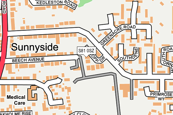 S81 0SZ map - OS OpenMap – Local (Ordnance Survey)