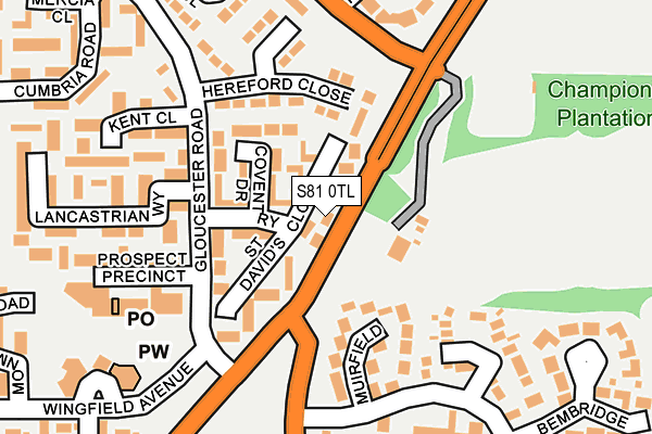 S81 0TL map - OS OpenMap – Local (Ordnance Survey)