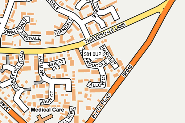 S81 0UP map - OS OpenMap – Local (Ordnance Survey)