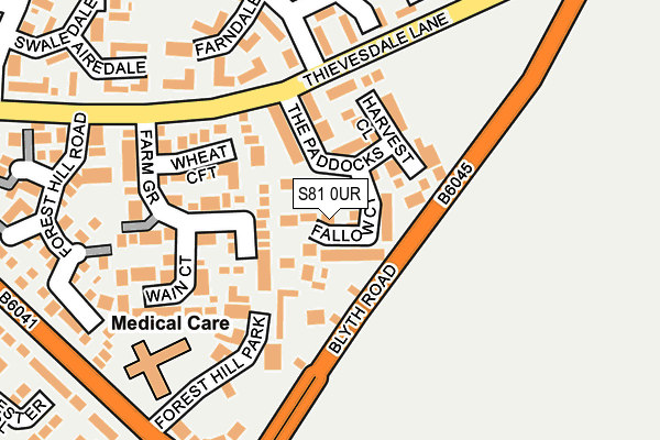 S81 0UR map - OS OpenMap – Local (Ordnance Survey)