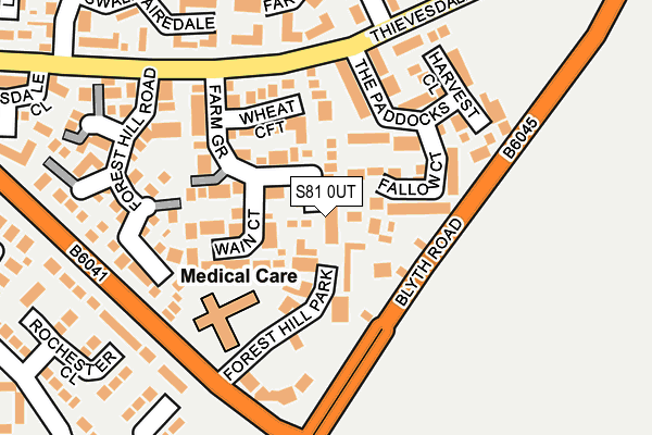 S81 0UT map - OS OpenMap – Local (Ordnance Survey)