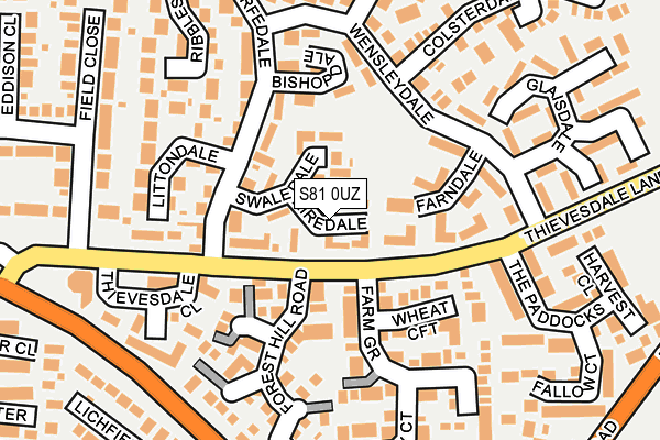 S81 0UZ map - OS OpenMap – Local (Ordnance Survey)