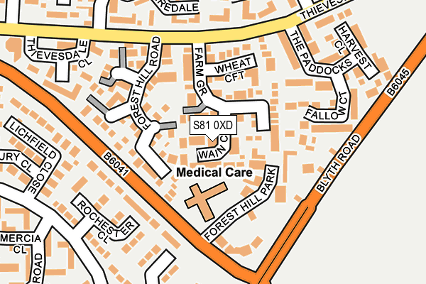 S81 0XD map - OS OpenMap – Local (Ordnance Survey)