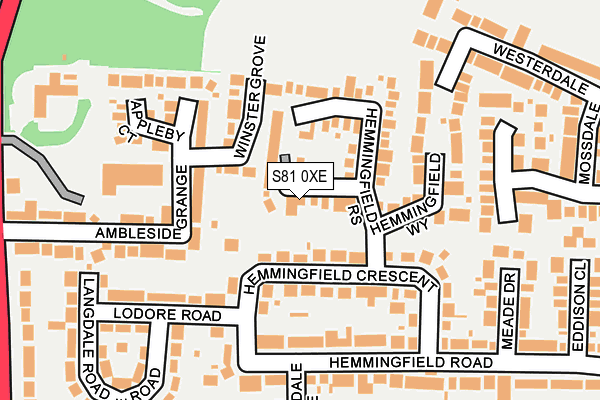 S81 0XE map - OS OpenMap – Local (Ordnance Survey)