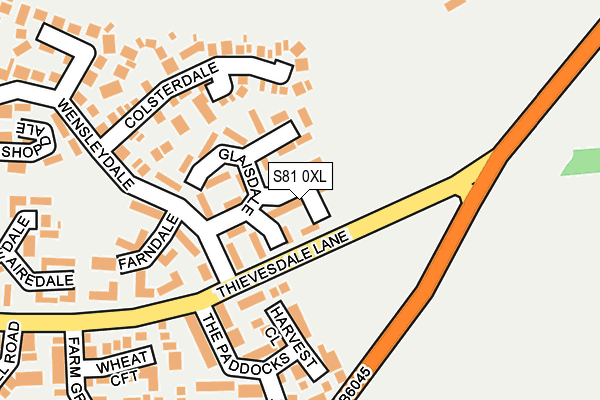 S81 0XL map - OS OpenMap – Local (Ordnance Survey)